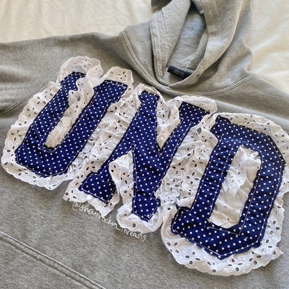 University of Notre Dame hand sewn lace polka dot hoodie - Picture 5 of 9
